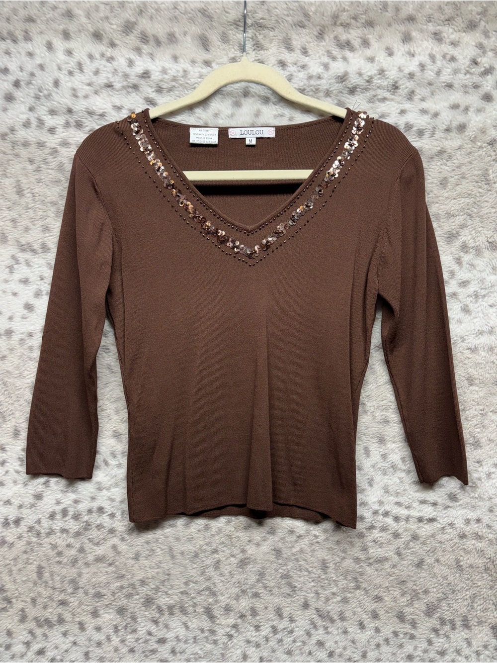 Y2K LOULOU SEQUIN & BEADED NECK LINE TOP